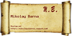 Mikolay Barna névjegykártya